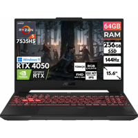 Asus TUF Gaming A15 FA507NU-LP157 BT29 Harici GeForce RTX 4050 AMD Ryzen 5 7535HS 64 GB Ram 256 GB SSD 15.6 inç Full HD Windows 11 Home Oyuncu Laptop