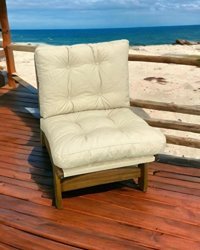 Comfort Sofa Ahşap Tekli Bahçe Koltuğu Krem Kahverengi