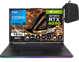 Asus ROG Strix Scar 18 G834JY-N604011 Harici GeForce RTX 4090 Intel Core i9 13980HX 96 GB Ram 1 TB SSD 18 inç QHD FreeDos Oyuncu Laptop + Zetta Çanta