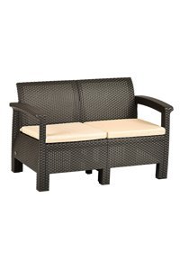 Yekta Home Holiday Rattan İkili Bahçe Koltuğu Bej Koyu Kahverengi