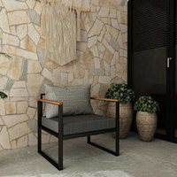 Woodesk Nature Metal Tekli Bahçe Koltuğu Gri Siyah