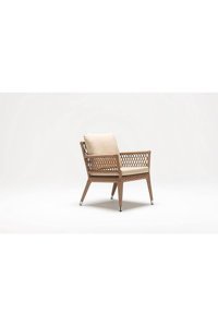 Engince Mobilya Bh-1048 Rattan Tekli Bahçe Koltuğu Krem Kahverengi