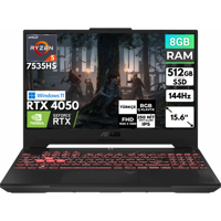 Asus TUF Gaming A15 FA507NU-LP157 BT55 Harici GeForce RTX 4050 AMD Ryzen 5 7535HS 8 GB Ram 512 GB SSD 15.6 inç Full HD Windows 11 Pro Oyuncu Laptop