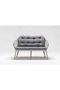 Engince Mobilya Bh-1017 Rattan İkili Bahçe Koltuğu Gri Beyaz