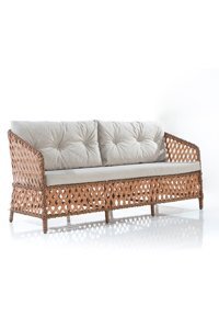 Diwa Garden Simon-3 Rattan İkili Bahçe Koltuğu Bej Kahverengi