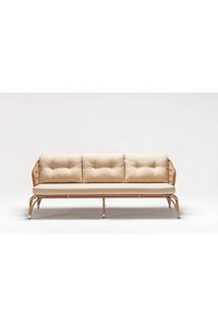Engince Mobilya Bh-1105 Rattan 3'lü Bahçe Koltuğu Krem Kahverengi