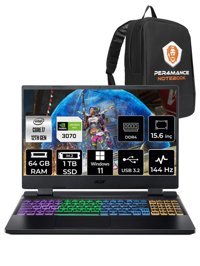 Acer Nitro 5 AN515-58 NH.QGAEY.001 Harici GeForce RTX 3070 Intel Core i7 12700H 64 GB Ram 1 TB SSD 15.6 inç Full HD Windows 11 Home Oyuncu Laptop + PER4 Çanta