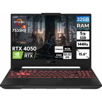 Asus TUF Gaming A15 FA507NU-LP157 BT12 Harici GeForce RTX 4050 AMD Ryzen 5 7535HS 32 GB Ram 1 TB SSD 15.6 inç Full HD FreeDos Oyuncu Laptop