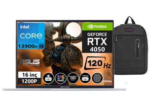 Asus Vivobook 16X K3609VU-N115705 Harici GeForce RTX 4050 Intel Core i9 13900H 32 GB Ram 256 GB SSD 16 inç Full HD FreeDos Oyuncu Laptop + Zetta Çanta