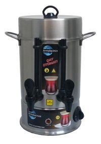 Armeka 8 lt Su Kapasiteli Çelik Tek Demlikli 80 Bardak Çift Musluklu Çelik Elektrikli Semaver Gri