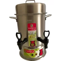 Yonca Çay Vakti 1300 W 6 lt Su Kapasiteli Çelik Tek Demlikli 60 Bardak Çift Musluklu Çelik Elektrikli Semaver Gri