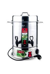 Bayesnaf 1500 W Çelik Tek Demlikli 80 Bardak Çift Musluklu Çelik Elektrikli Semaver Gri