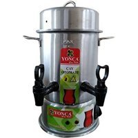 Yonca 1200 W 1 lt Su Kapasiteli Çelik Tek Demlikli Çift Musluklu Çelik Elektrikli Semaver Gri