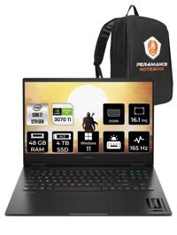 HP Omen 16 7H8Z5EA Harici GeForce RTX 3070Ti Intel Core i7 12700H 48 GB Ram 4 TB SSD 16.1 inç QHD Windows 11 Home Oyuncu Laptop + PER4 Çanta