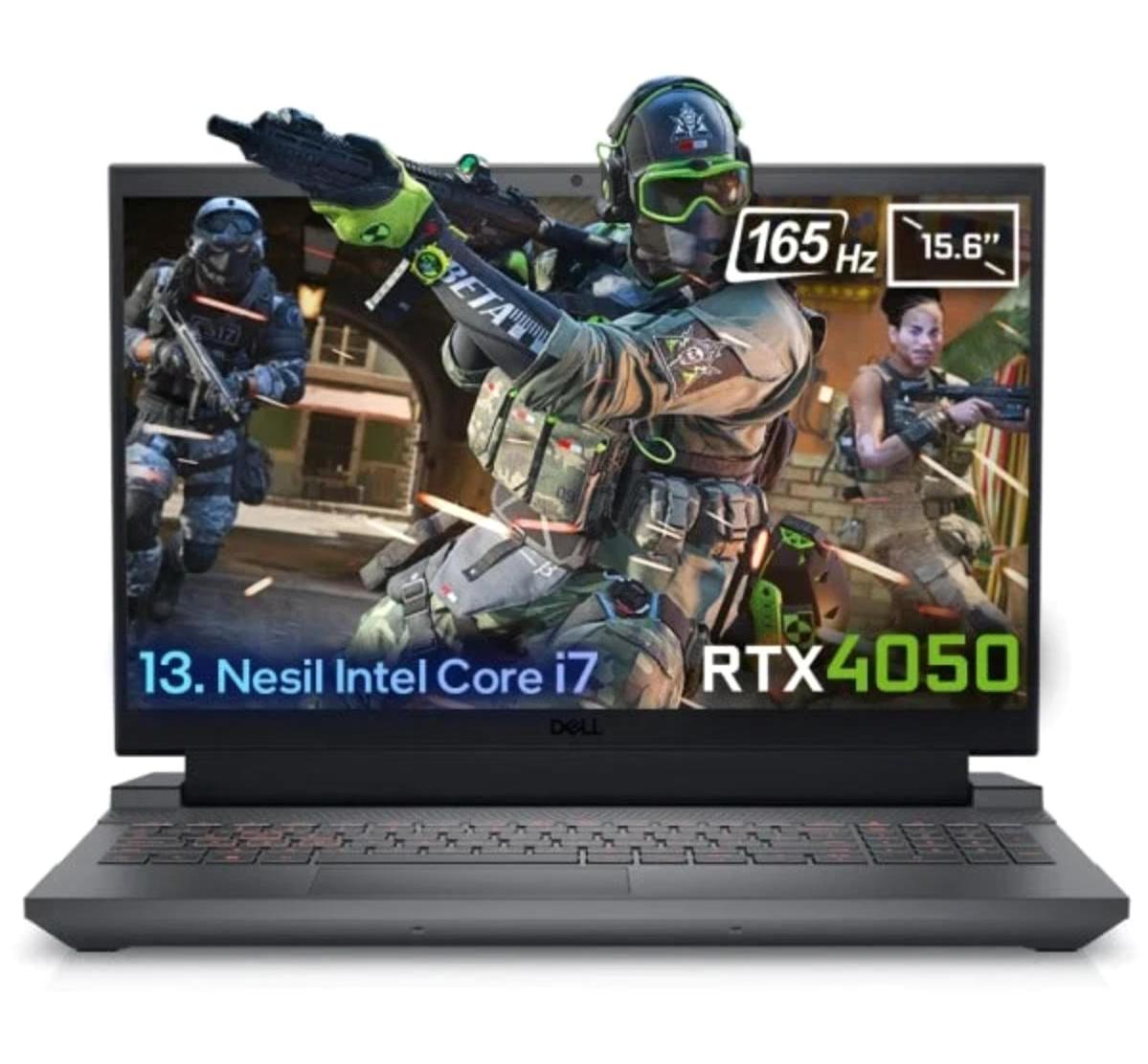 Dell Gaming G15 5530 G155530010U Harici GeForce RTX 4050 Intel Core i7 13650HX 64 GB Ram 512 GB SSD 15.6 inç Full HD Windows 11 Pro Oyuncu Laptop