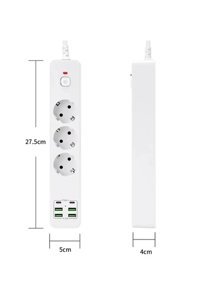 Hepu Hp-H01 3'lü Soket 2 metre 4'lü USB Kablolu Çiftli Akım Korumalı Priz