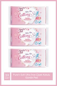 Pure Soft Ultra Ince Çiçek Kokulu Organik 3 Adet 40'lı Normal Günlük Ped