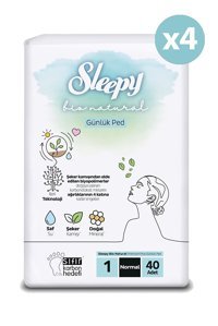 Sleepy Bio Natural Organik 4 Adet 40'lı Normal Günlük Ped