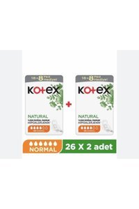 Kotex Natural Organik 2 Adet 26'lı Normal Günlük Ped
