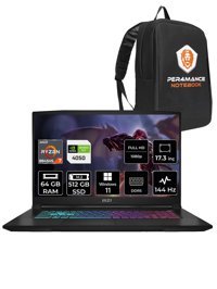 MSI Katana A17 AI B8VE-853XTR Harici GeForce RTX 4050 AMD Ryzen 7 8845HS 64 GB Ram 512 GB SSD 17.3 inç Full HD Windows 11 Pro Oyuncu Laptop + PER4 Çanta