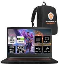 MSI Thin GF63 12UC-877XTR Harici GeForce RTX 3050 Intel Core i5 12450H 8 GB Ram 512 GB SSD 15.6 inç Full HD FreeDos Oyuncu Laptop + PER4 Çanta