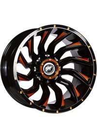 Emr 224-04 Glosy Black - Milling Orange 20 inç 12 Kol Alaşımlı Jant 4 Adet