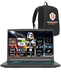MSI Thin A15 B7VF-075XTR Harici GeForce RTX 4060 AMD Ryzen 7 7735HS 96 GB Ram 512 GB SSD 15.6 inç Full HD Windows 11 Pro Oyuncu Laptop + PER4 Çanta