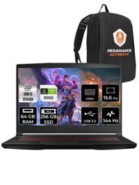 MSI Thin GF63 12UC-877XTR Harici GeForce RTX 3050 Intel Core i5 12450H 64 GB Ram 256 GB SSD 15.6 inç Full HD FreeDos Oyuncu Laptop + PER4 Çanta