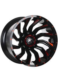 Emr 224-01 Matt Black - Milling Red 20 inç 12 Kol Alaşımlı Jant 4 Adet