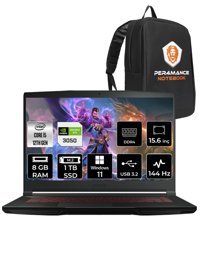 MSI Thin GF63 12UC-877XTR Harici GeForce RTX 3050 Intel Core i5 12450H 8 GB Ram 1 TB SSD 15.6 inç Full HD Windows 11 Pro Oyuncu Laptop + PER4 Çanta