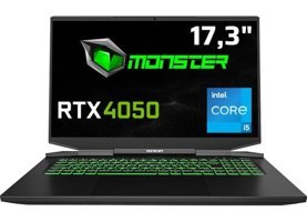 Monster Abra A7 V14.5.7 Harici GeForce RTX 4050 Intel Core i5 13500H 8 GB Ram 500 GB SSD 17.3 inç Full HD Windows 11 Oyuncu Laptop