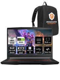 MSI Thin GF63 12UC-877XTR Harici GeForce RTX 3050 Intel Core i5 12450H 20 GB Ram 256 GB SSD 15.6 inç Full HD Windows 11 Home Oyuncu Laptop + PER4 Çanta