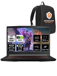 MSI Thin GF63 12UC-877XTR Harici GeForce RTX 3050 Intel Core i5 12450H 20 GB Ram 4 TB SSD 15.6 inç Full HD FreeDos Oyuncu Laptop + PER4 Çanta