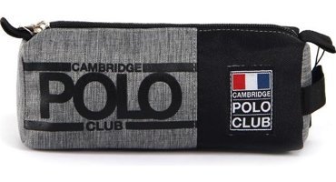 Cambridge Polo Club Street Style Gri-Siyah Düz Bez Tek Gözlü Üçgen Cüzdan Kalemlik