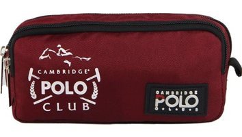 Cambridge Polo Club Urban Kırmızı Düz Bez Bölmeli Çift Gözlü Dikdörtgen Cüzdan Kalemlik
