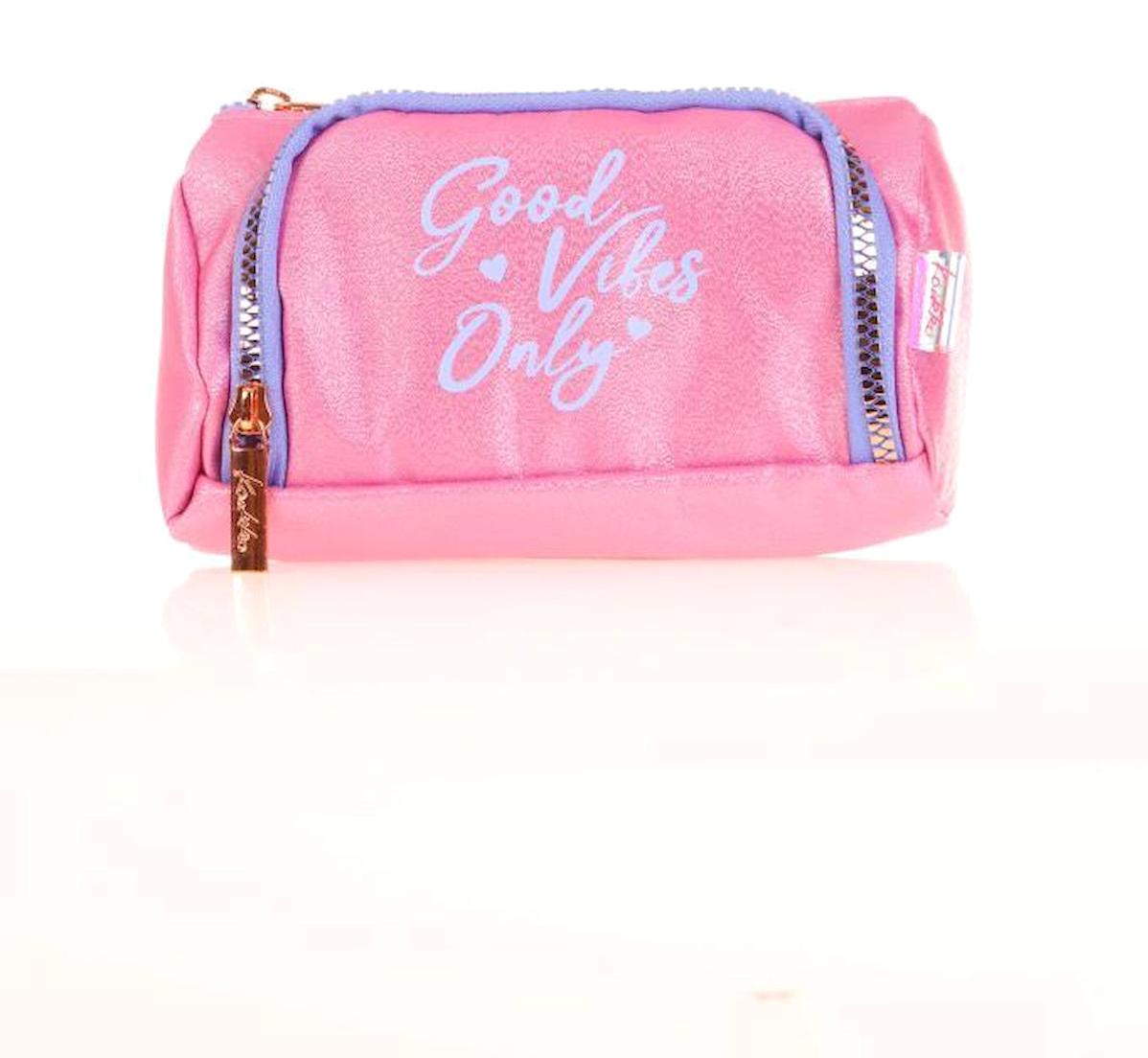 Kaukko Sparkle Plump K2553 Pembe Düz Deri Bölmeli Çift Gözlü Dikdörtgen Cüzdan Kalemlik