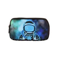 Kaukko New Astronaut L8135 Çok Renkli Baskılı Bez Bölmeli 3 Gözlü Dikdörtgen Cüzdan Kalemlik