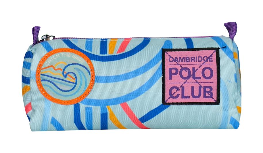 Cambridge Polo Club Wave Turkuaz Desenli Bez Tek Gözlü Üçgen Cüzdan Kalemlik