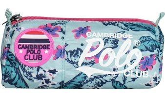 Cambridge Polo Club Island Roamer Turkuaz Desenli Bez Tek Gözlü Üçgen Cüzdan Kalemlik