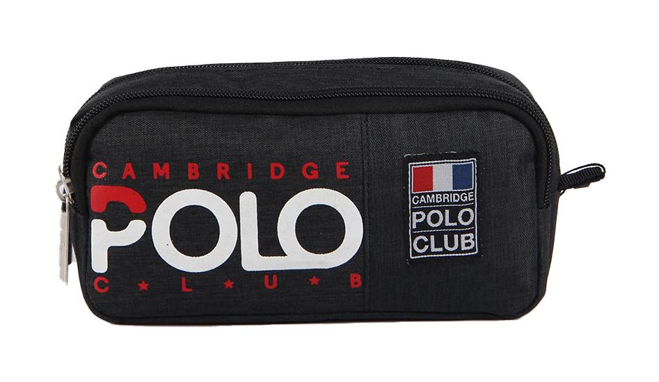 Cambridge Polo Club Normcore Unisex Siyah Baskılı Bez Bölmeli Çift Gözlü Dikdörtgen Cüzdan Kalemlik