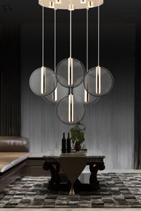 Apliqa Dosse 3'lü Bej Ledli Modern Krom Salon-Oturma Odası Avize