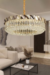 Apliqa Belina Tekli Pembe Sarkıt Modern Metal Salon-Oturma Odası Avize
