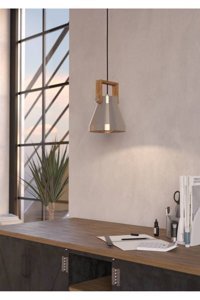 Ebruli Tekli Kahverengi Sarkıt Modern Bambu Salon-Oturma Odası Avize
