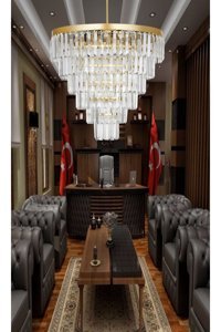 Luna Lighting 4461-15-01 Tekli Beyaz Hasır Rustik Bambu Salon-Oturma Odası Avize