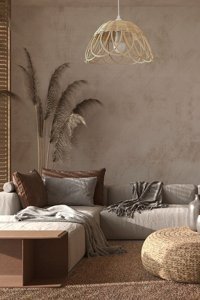 Hmydesign Tekli Bej Modern Bambu Salon Avize