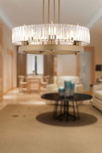Apliqa Atina Tekli Bej Sarkıt Modern Metal Salon-Oturma Odası Avize