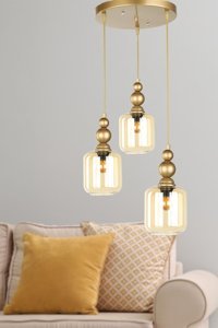 Begüsa 3'lü Siyah Ledli Modern Alüminyum Salon-Oturma Odası Avize