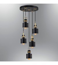 Lit Dizayn 3'lü Siyah-Beyaz Silindir Modern Kumaş Salon-Oturma Odası Avize