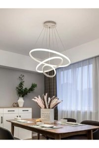 Poplinhome 1230 Tekli Ekru Makrome Bohem Çelik Salon-Oturma Odası Avize
