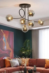 Fer Avize 6'lı Gri Sarkıt Modern Metal Salon-Oturma Odası Avize